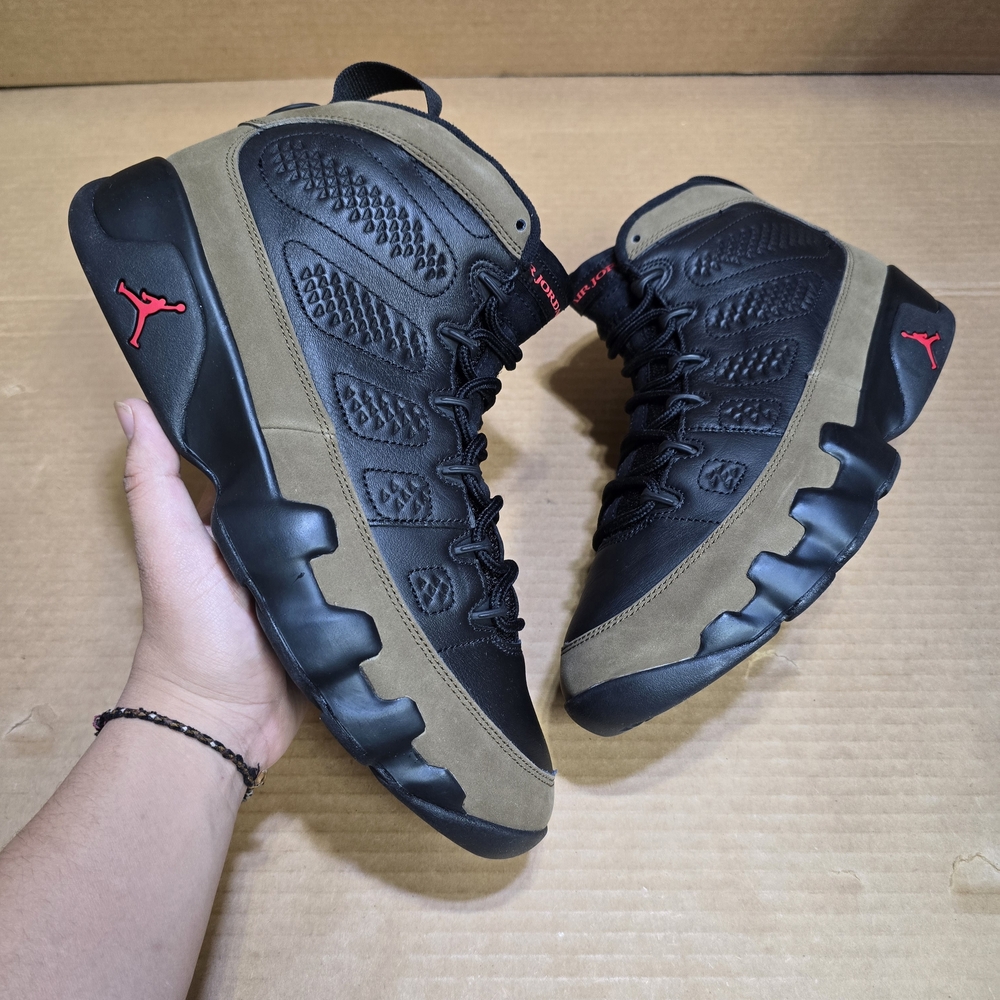 Jordan Black and Tan Athletic Shoes with Red Accents